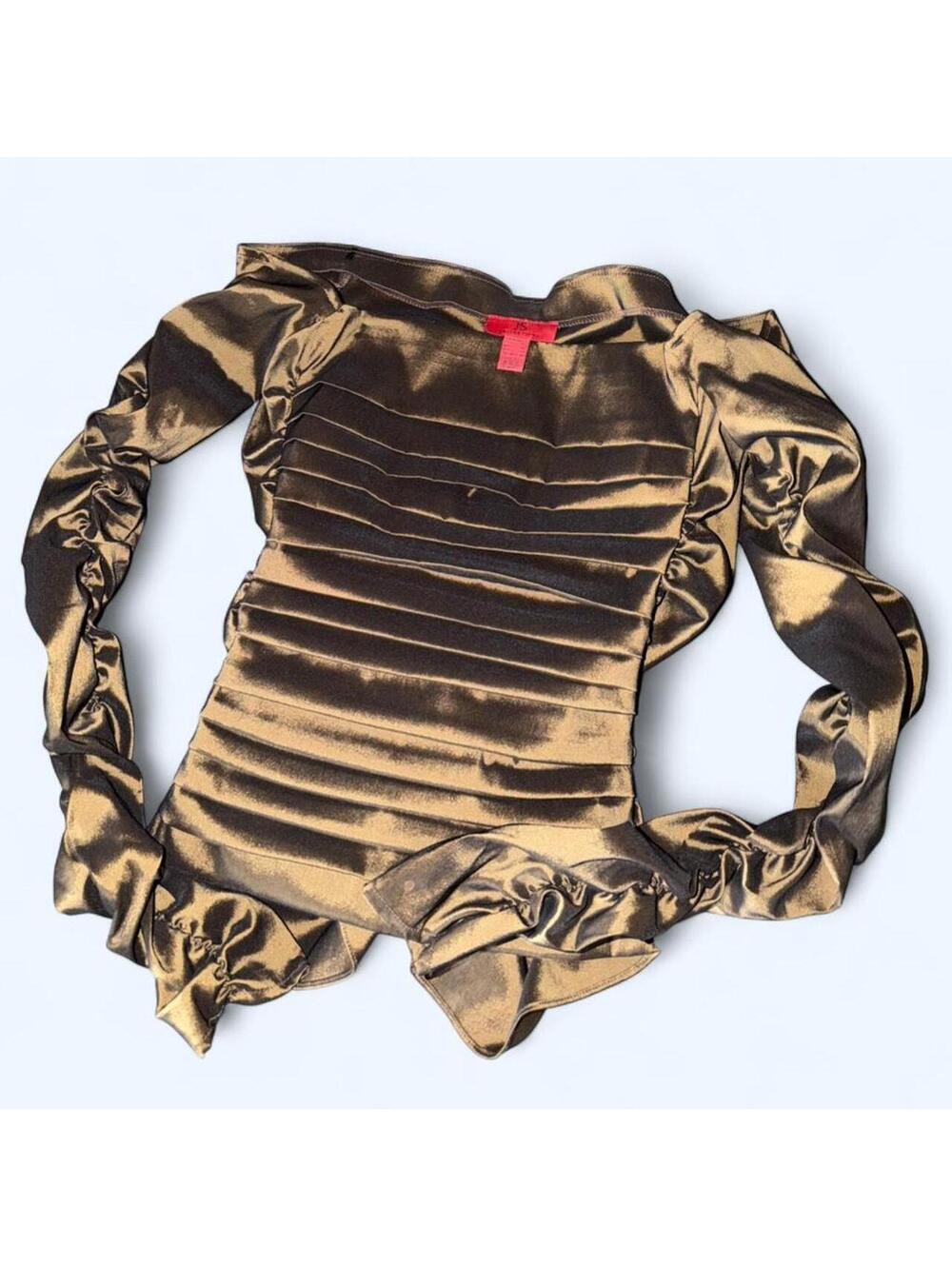 Bronze ruched long sleeve top